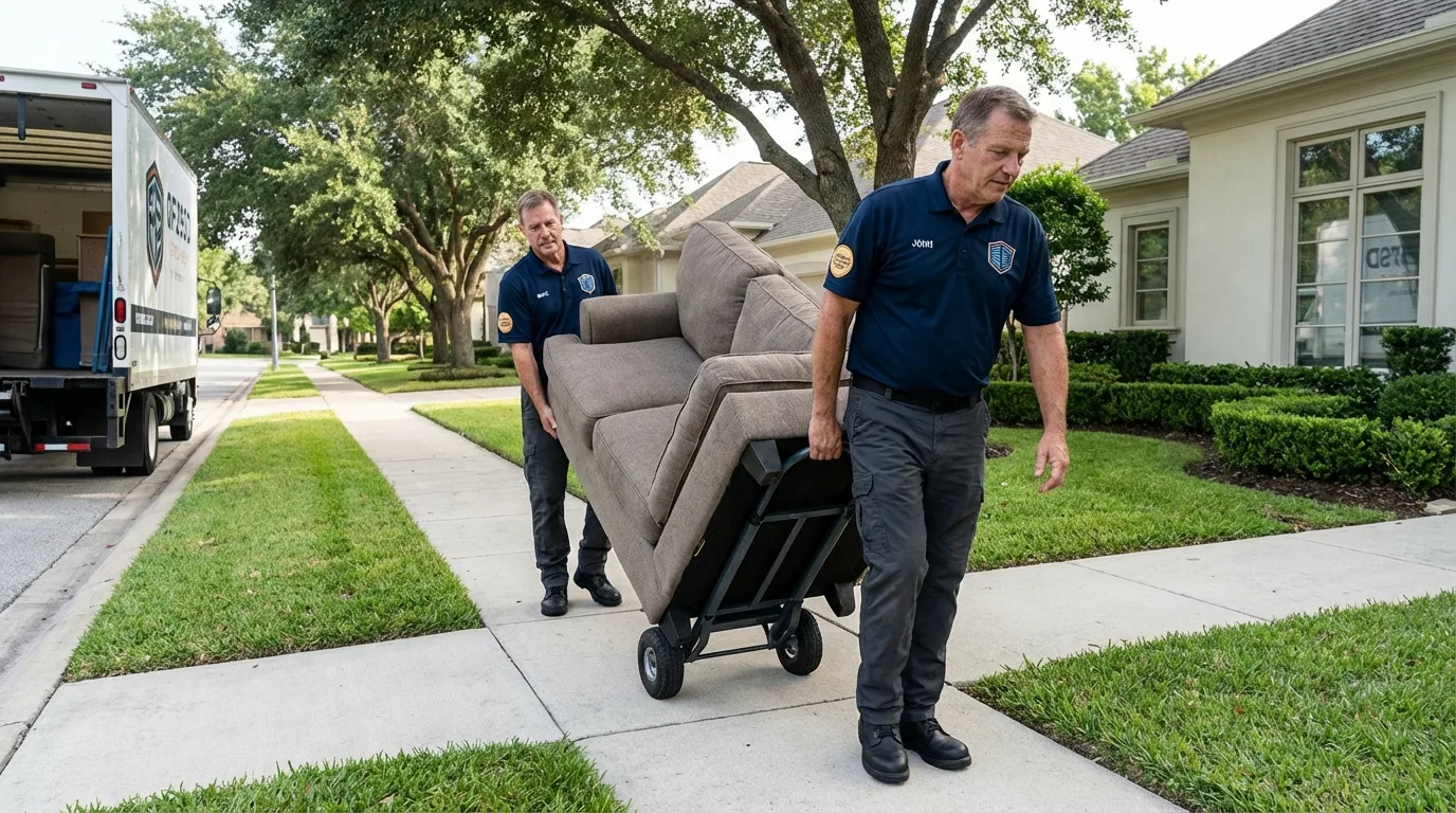 Local residential moving crew loading furniture in Brightwaters, NY